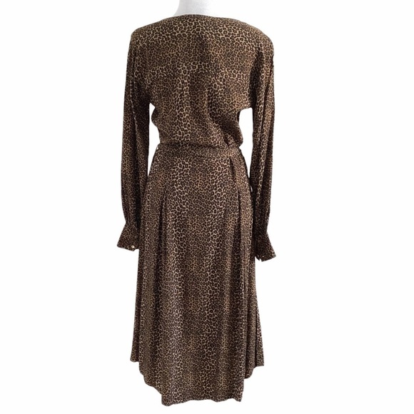 SCOTCH & SODA MAISON SCOTCH LEOPARD LONG SLEEVE BELTED MIDI DRESS - XS - Picture 3 of 8